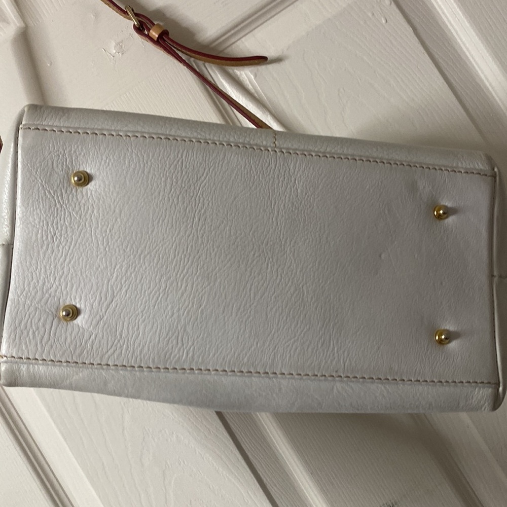 Dooney and Bourke White Dillen Double Pocket Peddle Leather Satchel Vintage - Picture 12 of 14